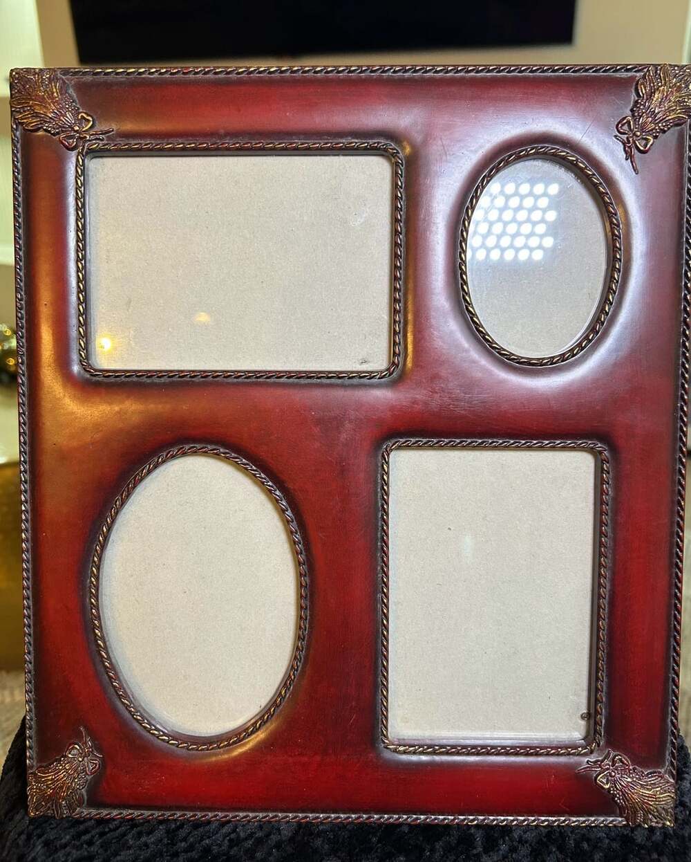 Vintage Burgundy Red and Gold Multiple Openings Picture Frame